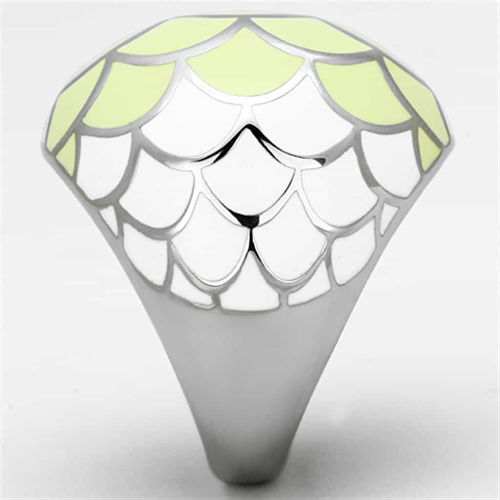 Stainless Steel Green Enamel Scallop Scale Dome Ring view 8