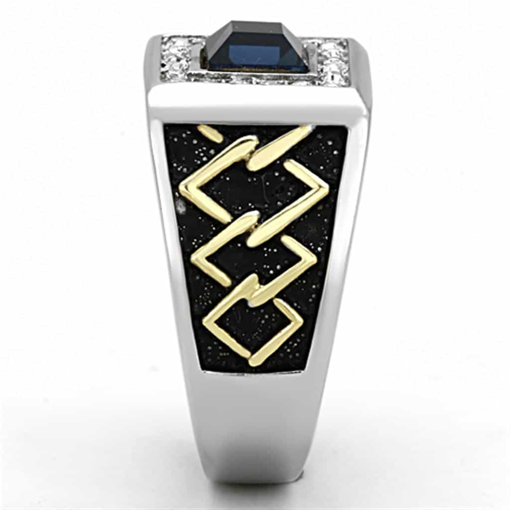 Stainless Steel Sapphire CZ Square Signet Ring view 4