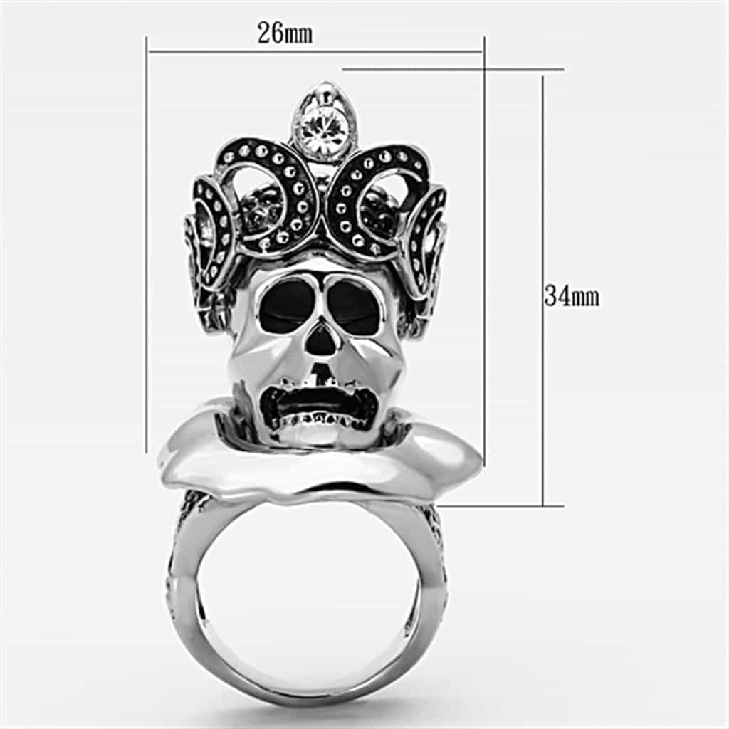 Stainless Steel Skull Crown Crossbones Statement Ring view 6