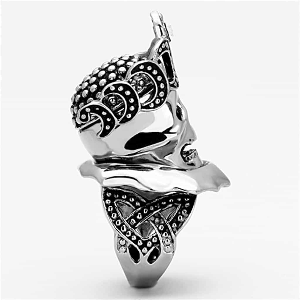 Stainless Steel Skull Crown Crossbones Statement Ring view 3