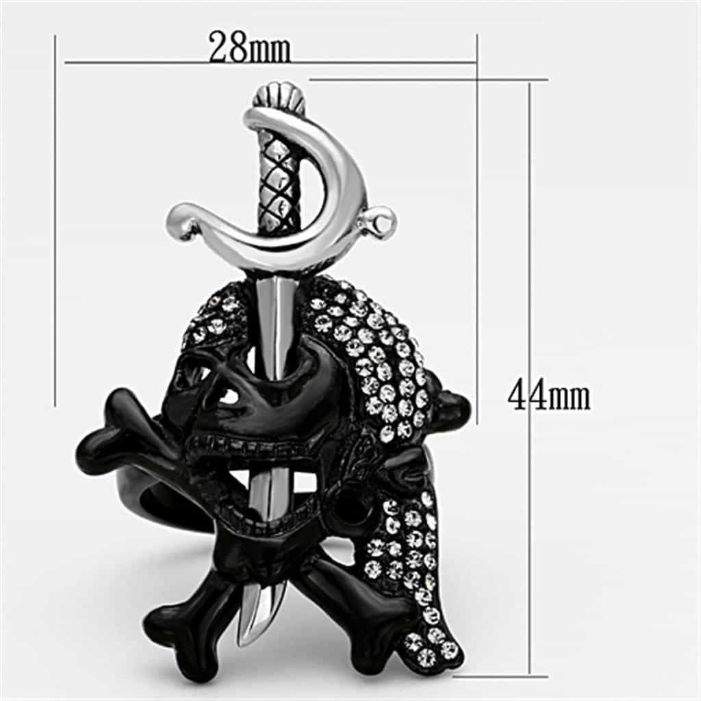 Stainless Steel Black CZ Elephant Sword Statement Ring view 7