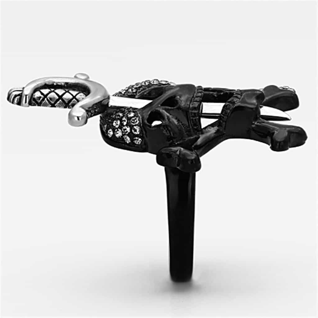 Stainless Steel Black CZ Elephant Sword Statement Ring view 9
