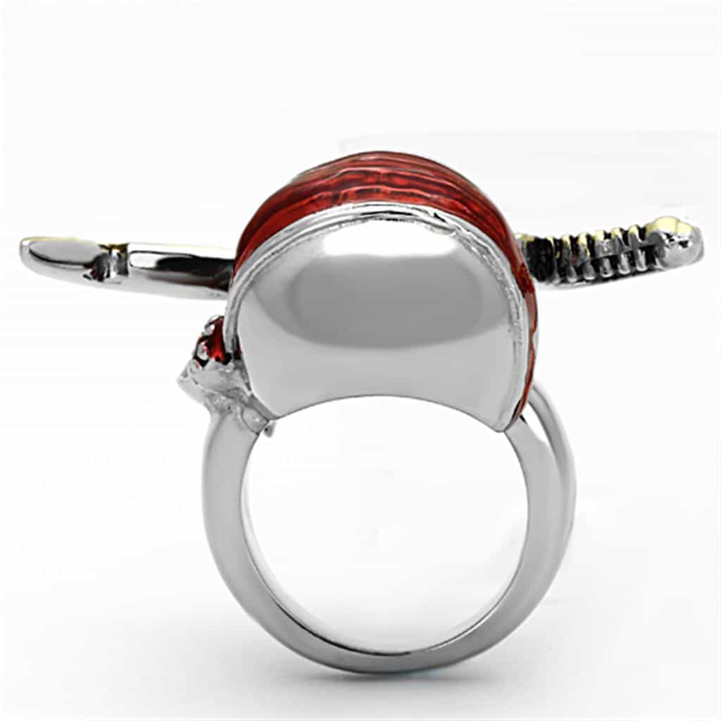 Stainless Steel Pirate Skull Red Bandana Gold Sword Ring view 10