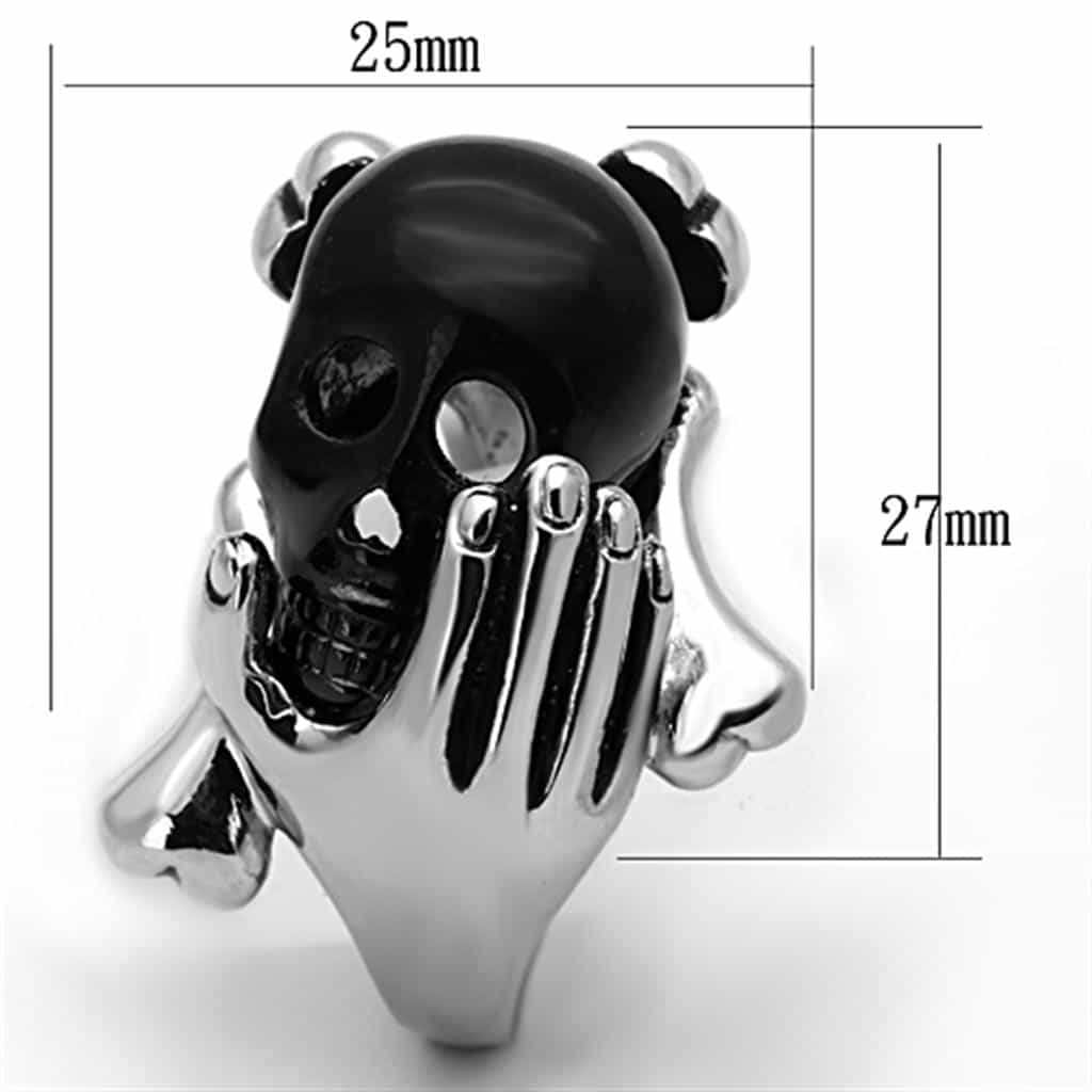 Stainless Steel Black Enamel Skull Claw Ring view 8