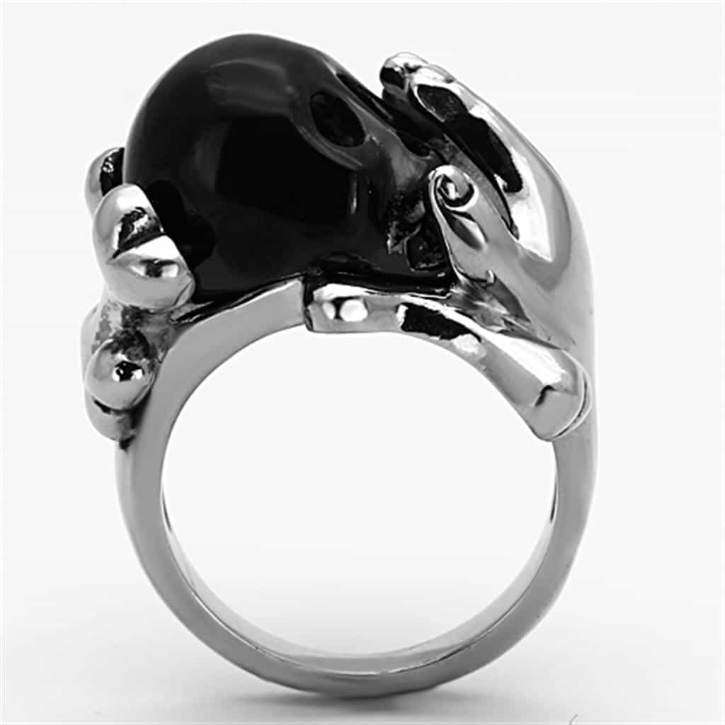 Stainless Steel Black Enamel Skull Claw Ring view 9