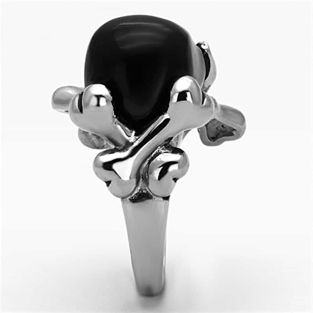 Stainless Steel Black Enamel Skull Claw Ring view 5