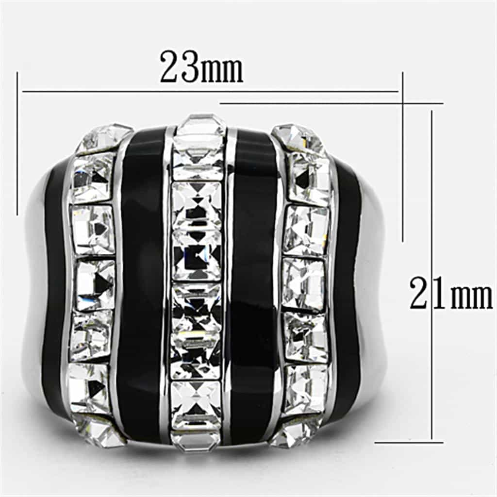 Stainless Steel Onyx Triple Row Ring | The Stainless Jewelry view 6