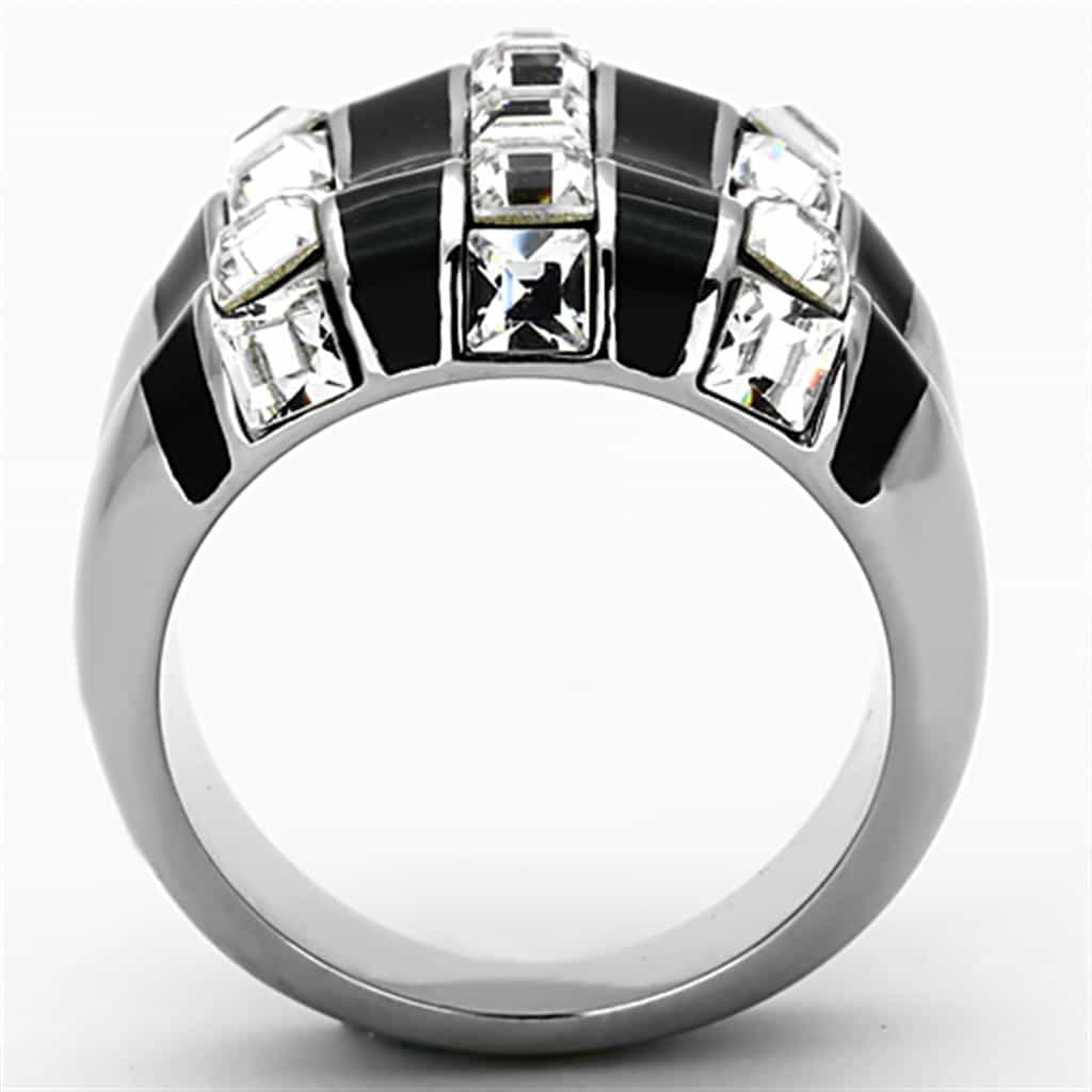 Stainless Steel Onyx Triple Row Ring | The Stainless Jewelry view 3