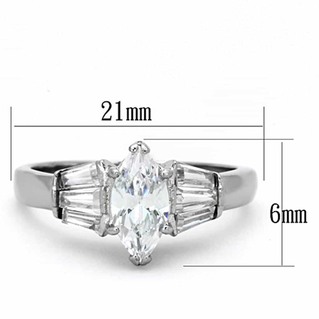 Stainless Steel Marquise Baguette CZ Ring | The Stainless Jewelry view 6