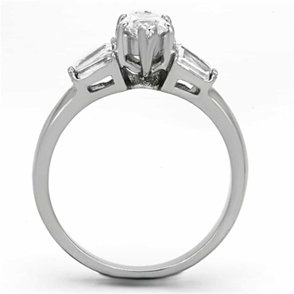 Stainless Steel Marquise Baguette CZ Ring | The Stainless Jewelry view 3