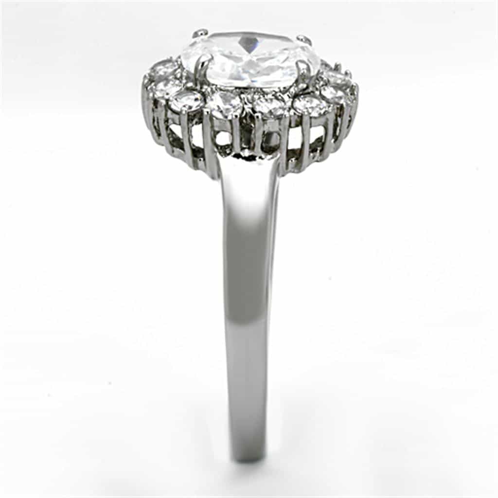Stainless Steel CZ Oval Halo Classic Ring | The Stainless Jewelry view 8