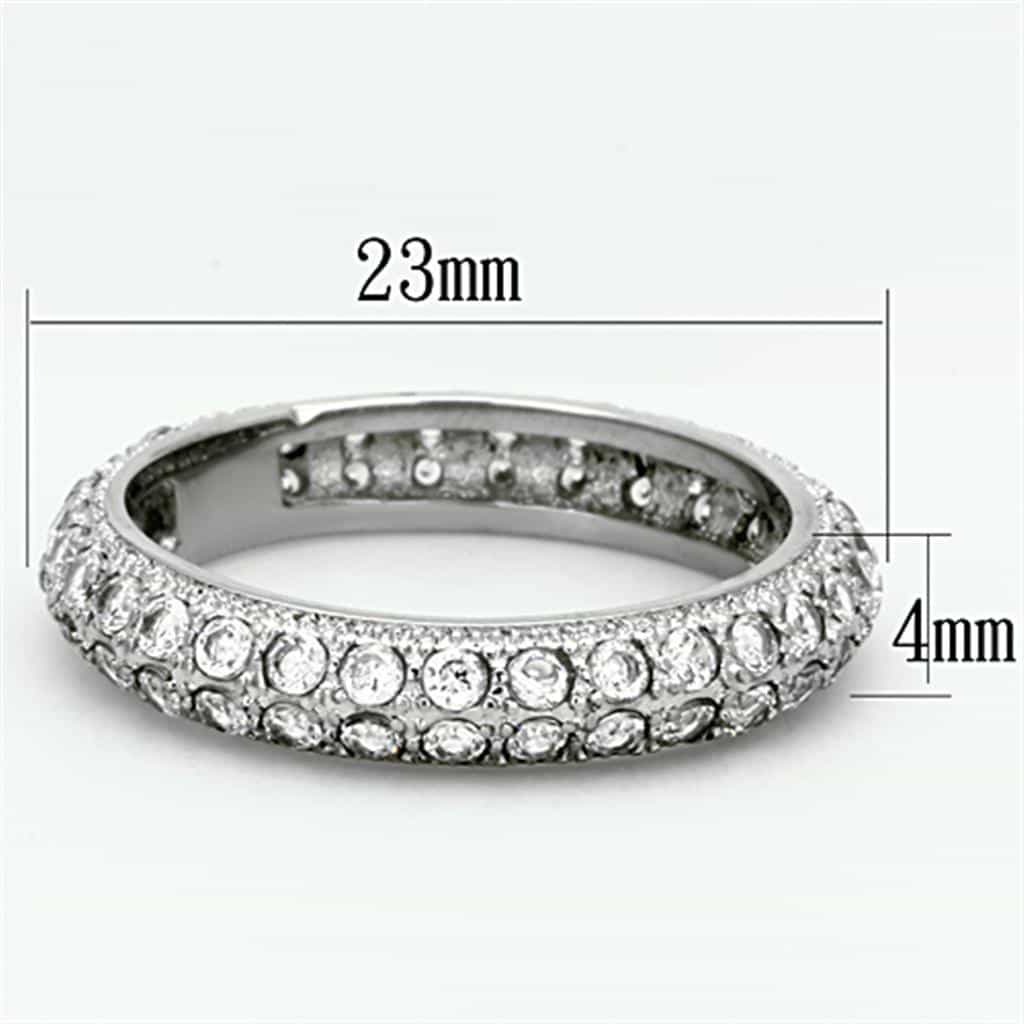 Stainless Steel CZ Multi Row Pave Eternity Band Ring view 2