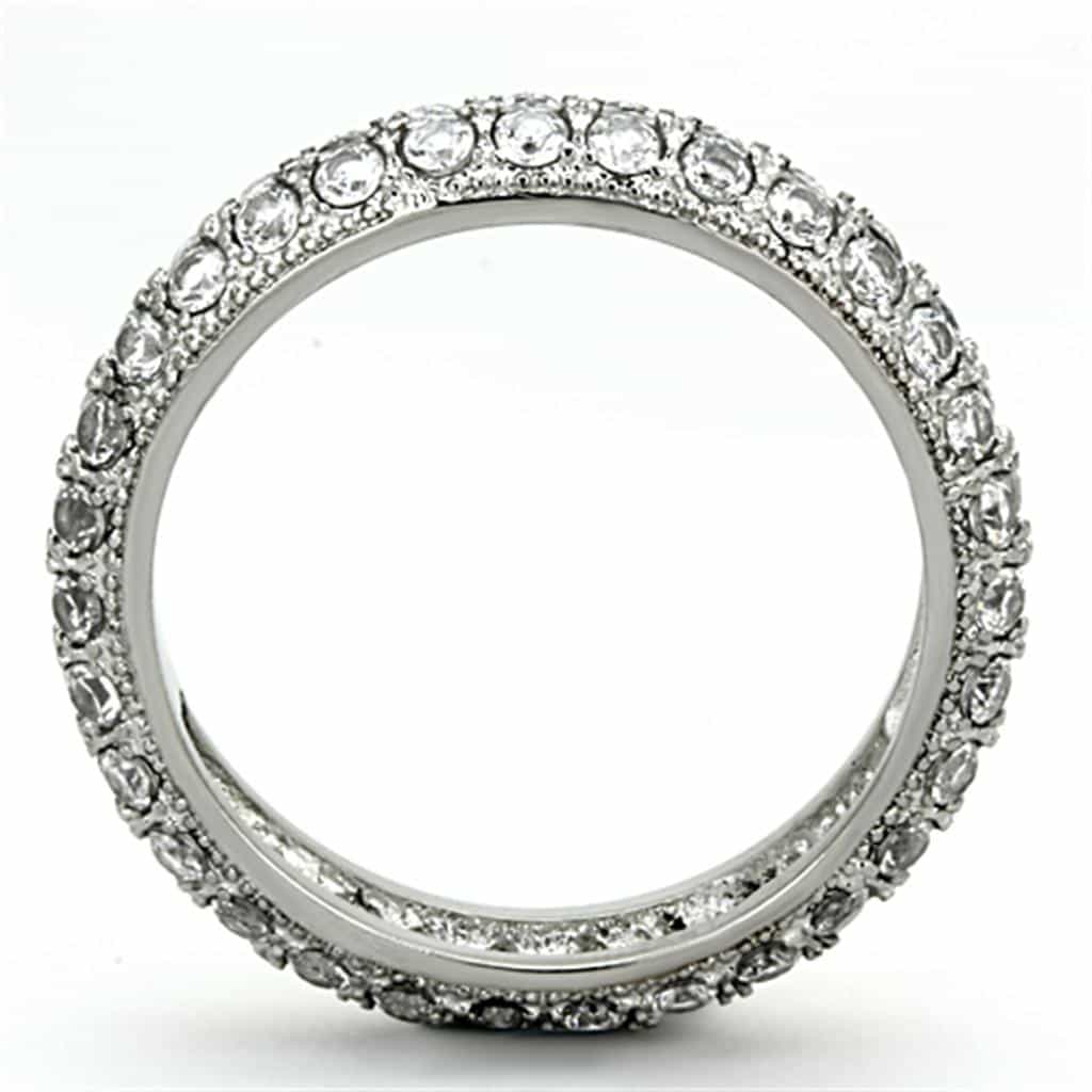 Stainless Steel CZ Multi Row Pave Eternity Band Ring view 7