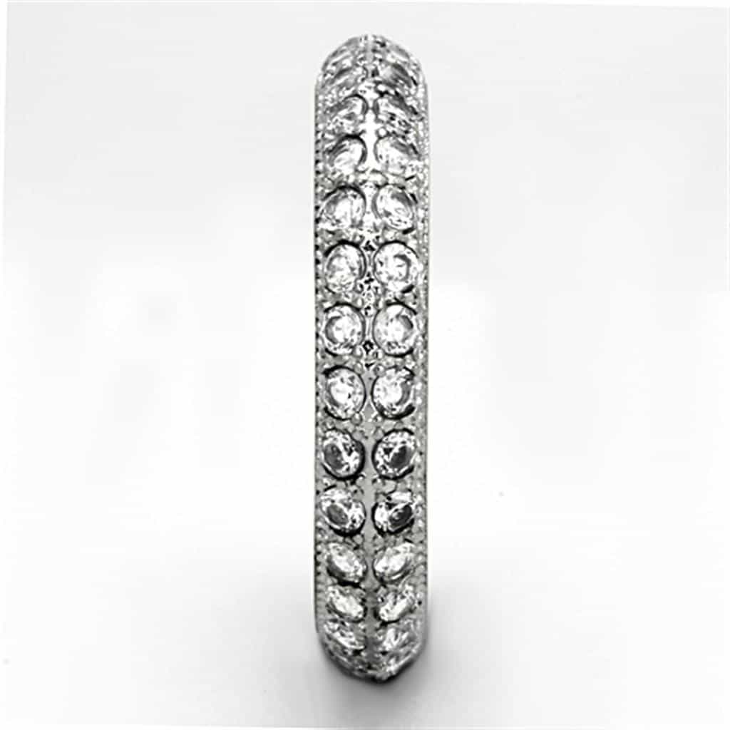 Stainless Steel CZ Multi Row Pave Eternity Band Ring view 8
