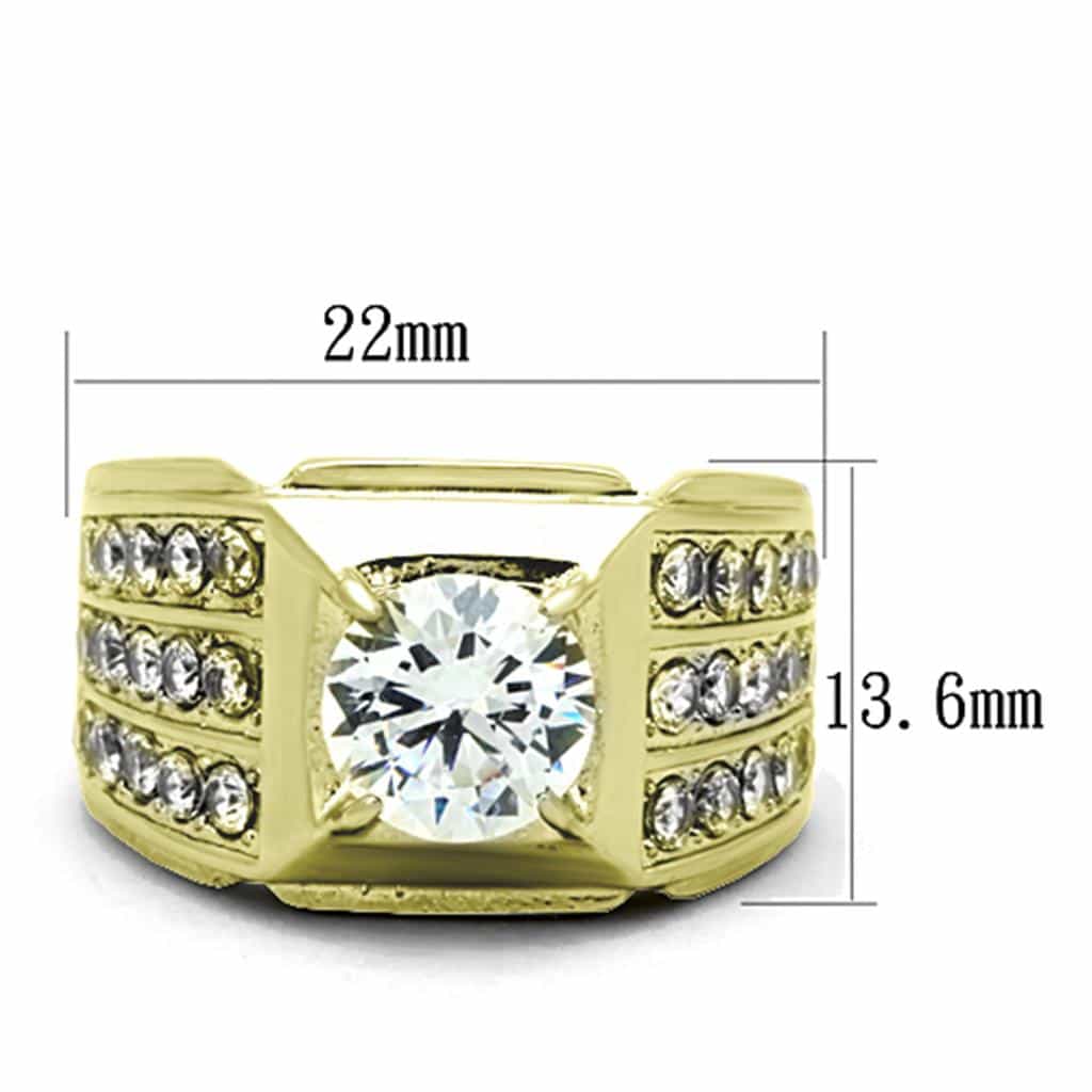 Stainless Steel Gold CZ Round Pave Channel Wide Ring view 6