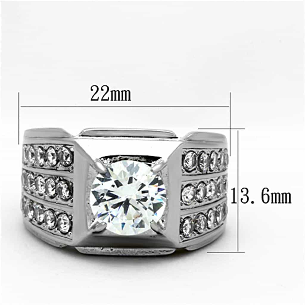 Stainless Steel CZ Marquise Pave Channel Wide Ring view 2