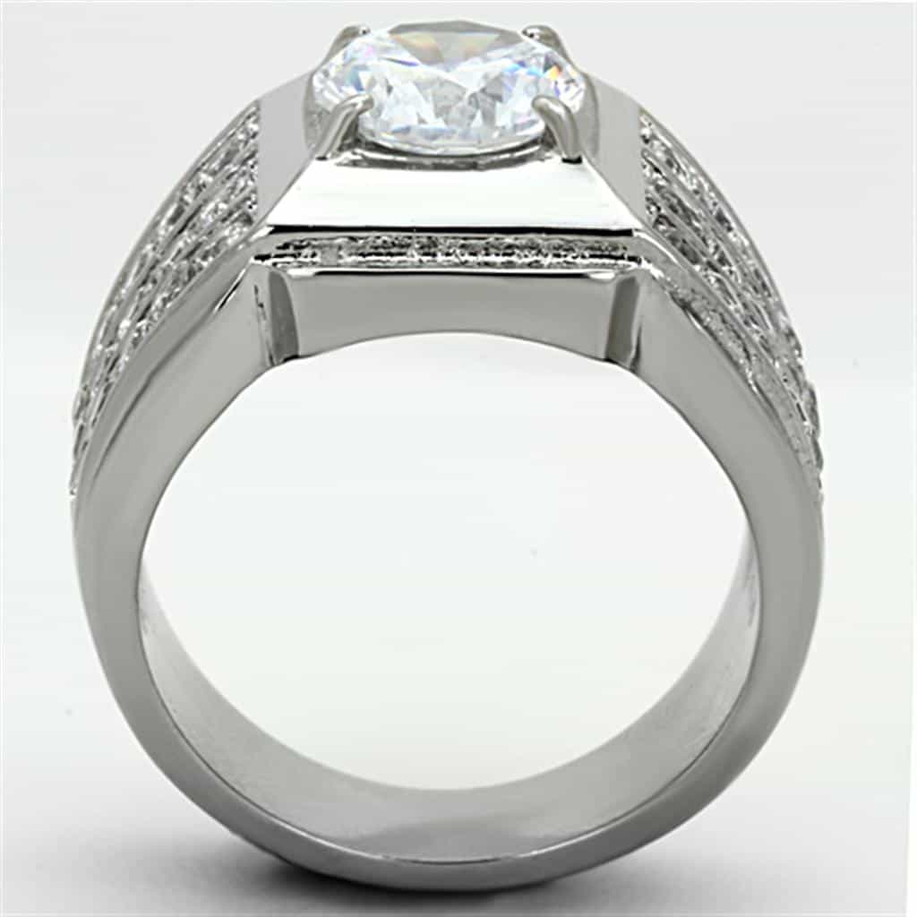 Stainless Steel CZ Marquise Pave Channel Wide Ring view 7