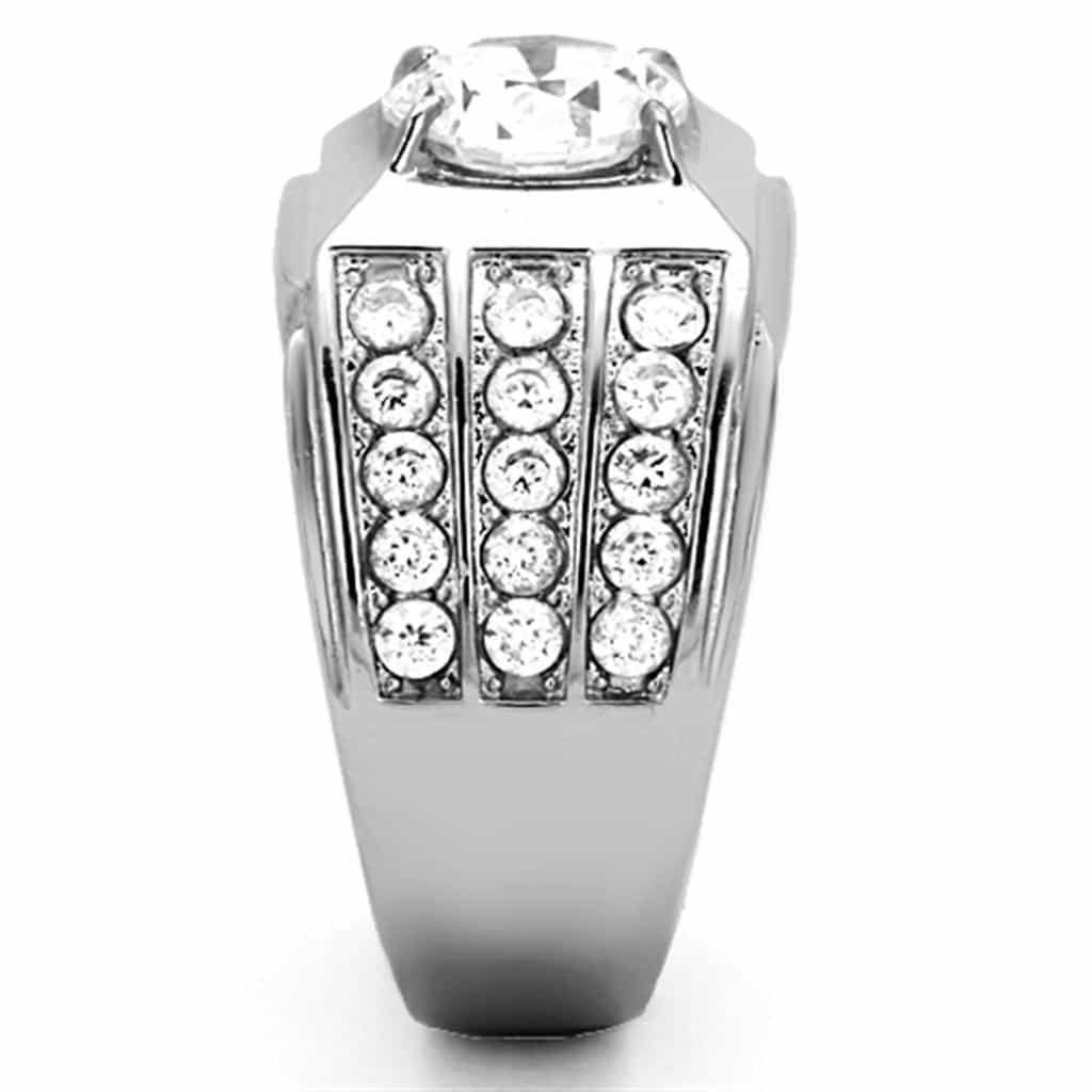 Stainless Steel CZ Marquise Pave Channel Wide Ring view 8