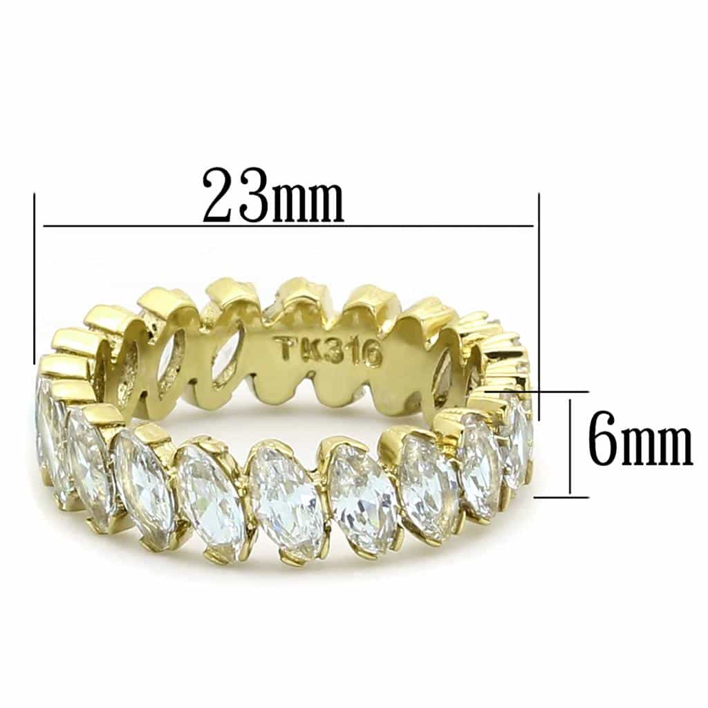 Stainless Steel CZ Marquise Pear Eternity Band Ring view 6