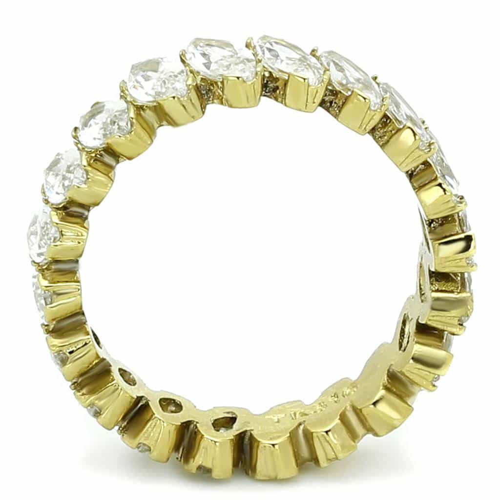 Stainless Steel CZ Marquise Pear Eternity Band Ring view 7