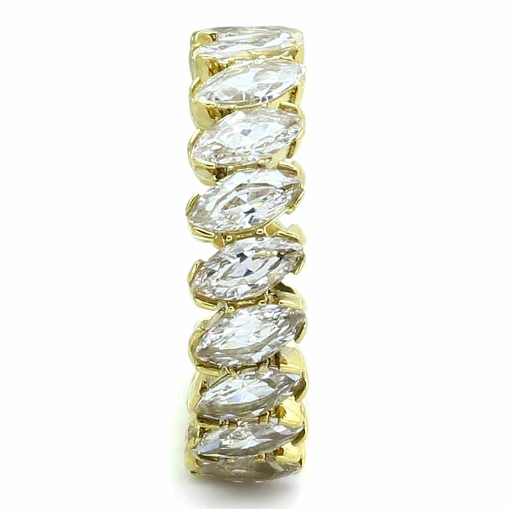 Stainless Steel CZ Marquise Pear Eternity Band Ring view 4