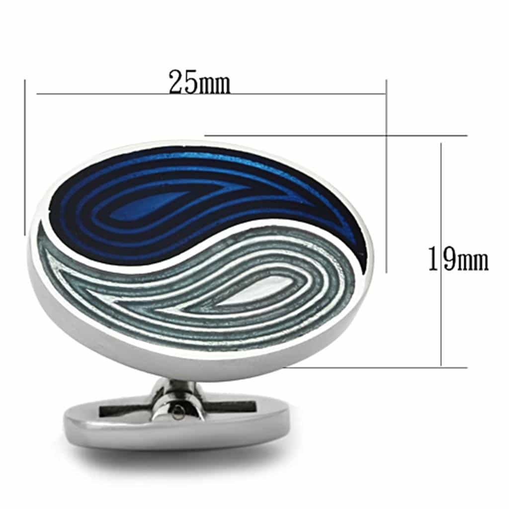 Stainless Steel Blue Enamel Wave Oval Bracelet view 2