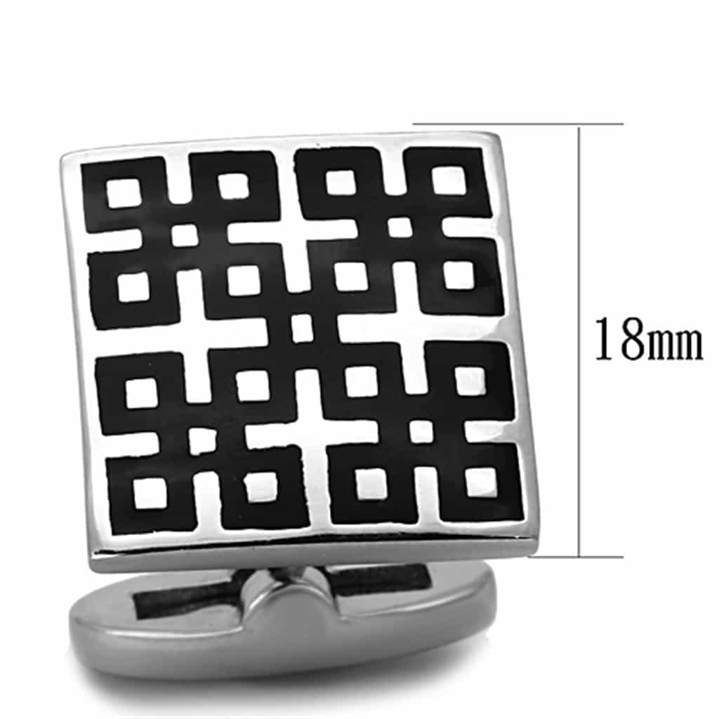 Stainless Steel Black Enamel Geometric Grid Square Bracelet view 2