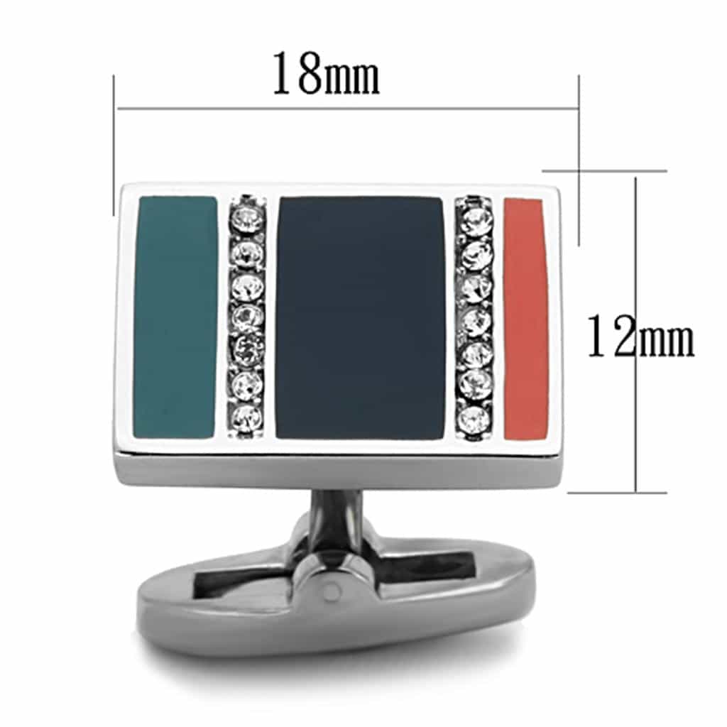 Stainless Steel Enamel Color Block Cufflink view 2