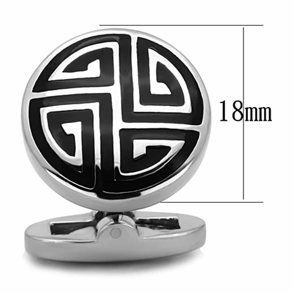Stainless Steel Labyrinth Circle Cufflink | The Stainless Jewelry view 2