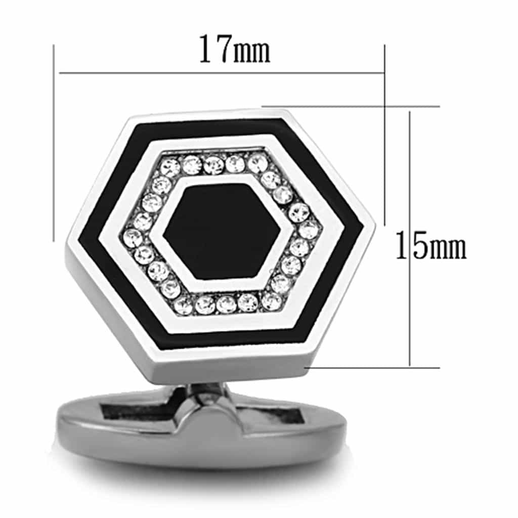 Stainless Steel CZ Hexagon Cufflink | The Stainless Jewelry view 2