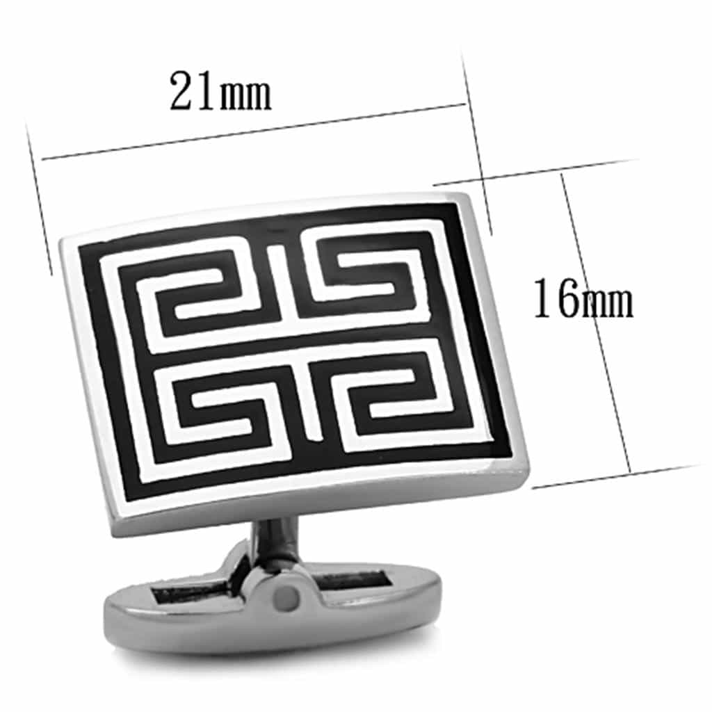 Stainless Steel Black Enamel Greek Key Rectangle Bracelet view 2