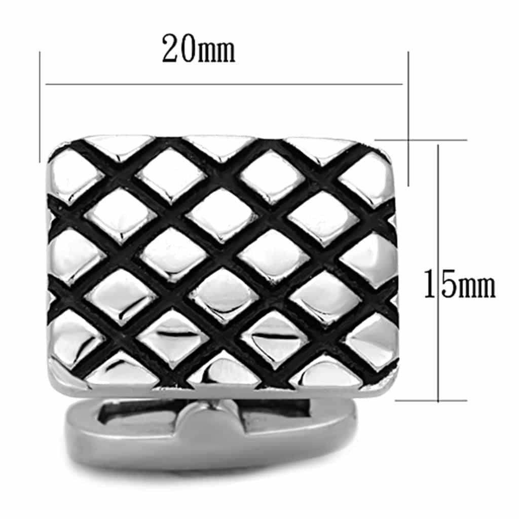 Stainless Steel Diamond Lattice Cufflink | The Stainless Jewelry view 2