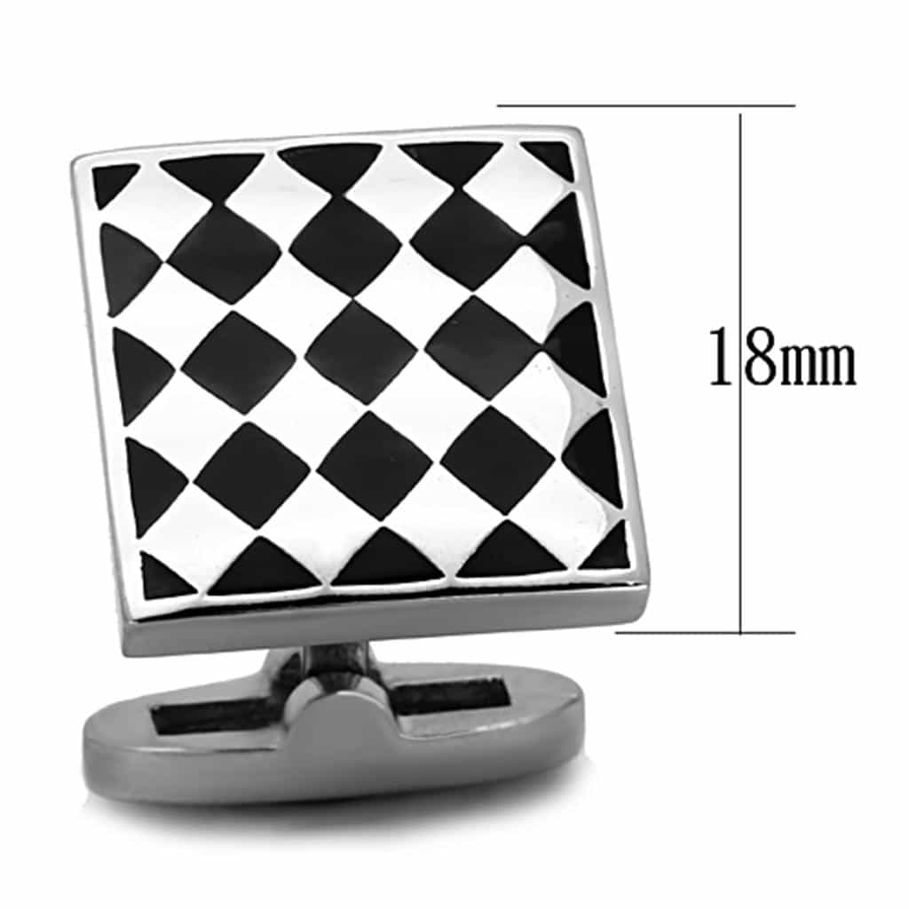 Stainless Steel Black White Checkerboard Square Bracelet view 2