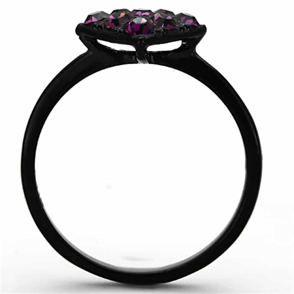 Stainless Steel Black IP Fuchsia Crystal Square Cluster Ring view 7