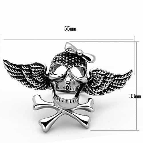 Stainless Steel Winged Skull Crossbones Ring view 2