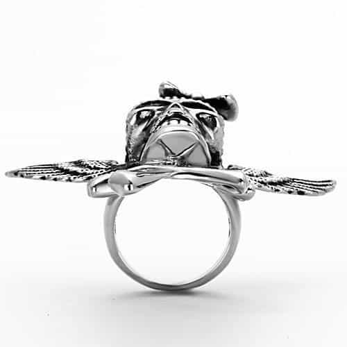 Stainless Steel Winged Skull Crossbones Ring view 8