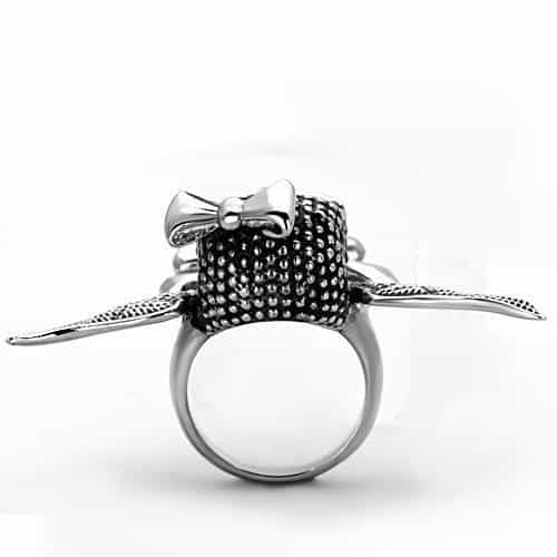 Stainless Steel Winged Skull Crossbones Ring view 4