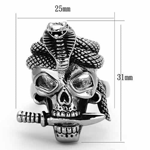 Stainless Steel Skull Cobra Snake Dagger Ring view 2