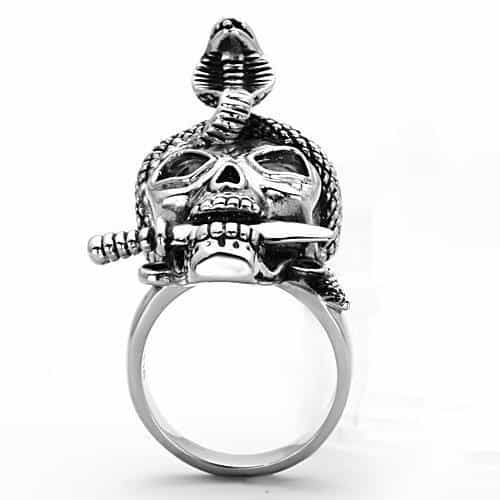 Stainless Steel Skull Cobra Snake Dagger Ring view 7