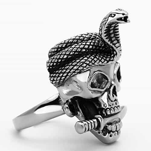 Stainless Steel Skull Cobra Snake Dagger Ring view 8