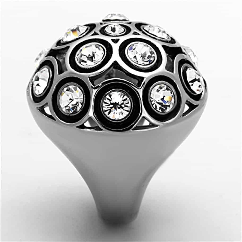 Stainless Steel CZ Multi Bezel Honeycomb Dome Ring view 8