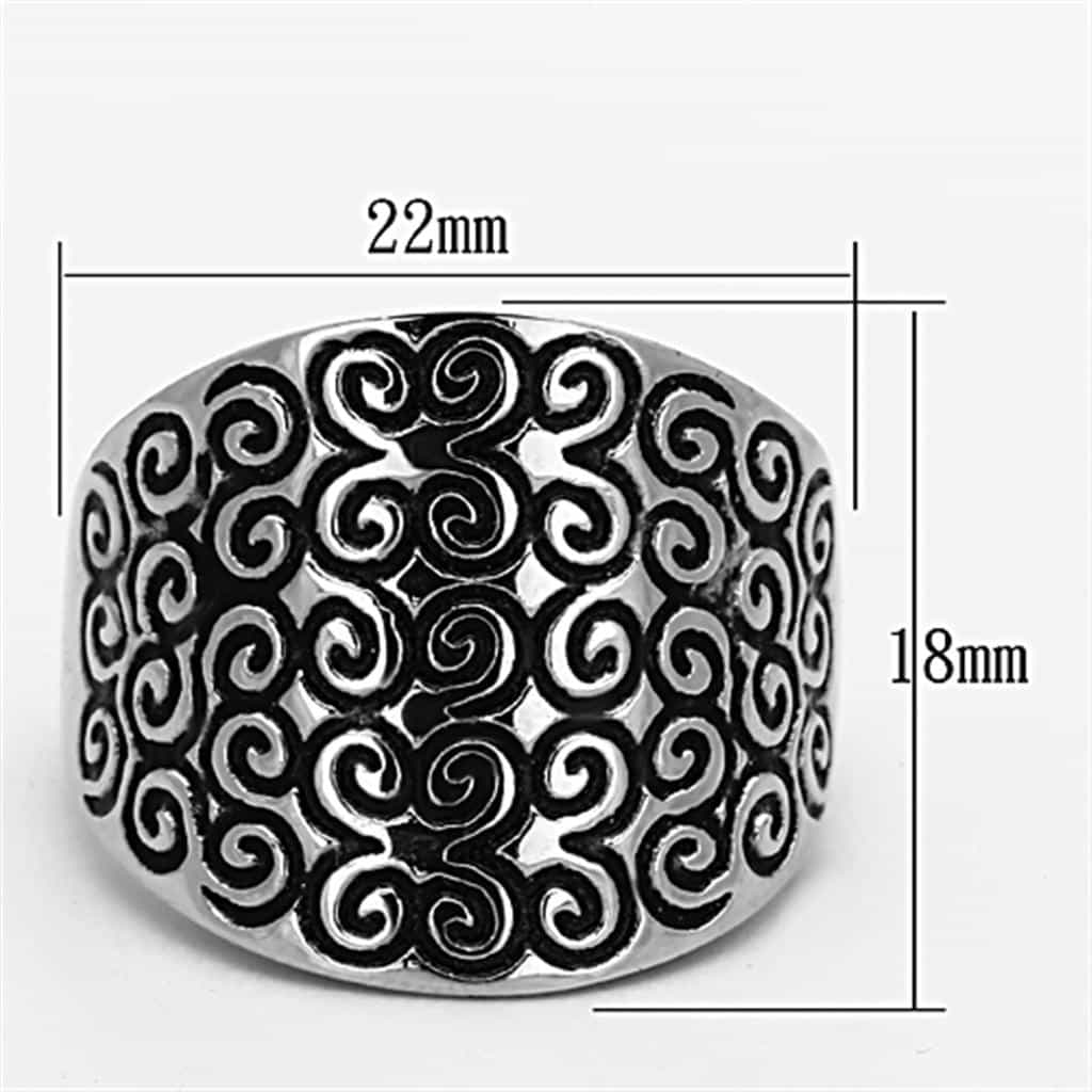 Stainless Steel Filigree Scroll Wide Dome Ring view 6