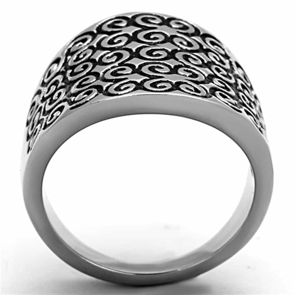 Stainless Steel Filigree Scroll Wide Dome Ring view 7