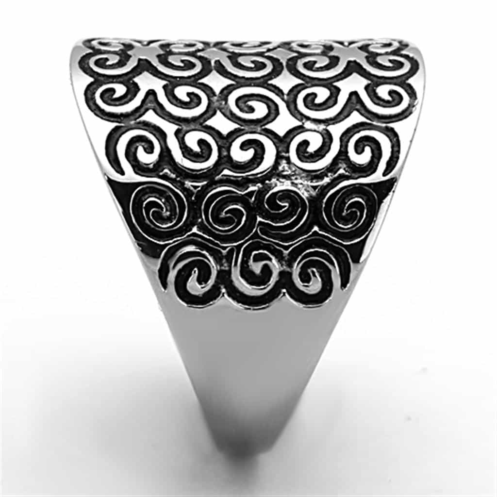 Stainless Steel Filigree Scroll Wide Dome Ring view 8