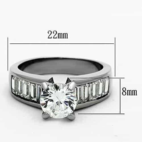Stainless Steel CZ Round Baguette Wide Band Ring view 2