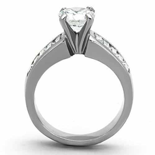 Stainless Steel CZ Round Baguette Wide Band Ring view 7
