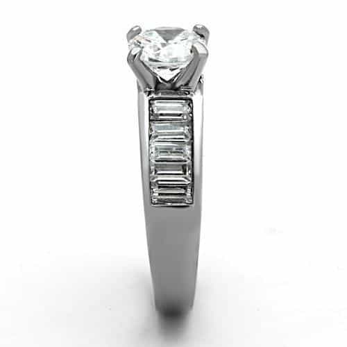 Stainless Steel CZ Round Baguette Wide Band Ring view 4