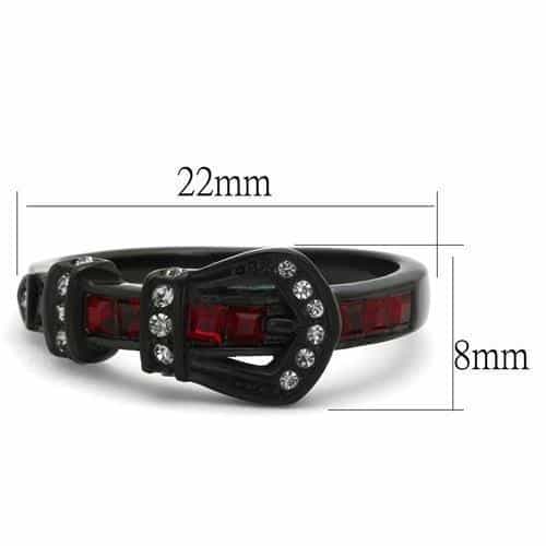 Stainless Steel Black IP Ruby Baguette Buckle Band Ring view 6