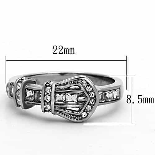 Stainless Steel CZ Baguette Buckle Band Ring view 6
