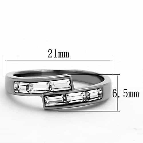 Stainless Steel CZ Baguette Channel Slim Band Ring view 2